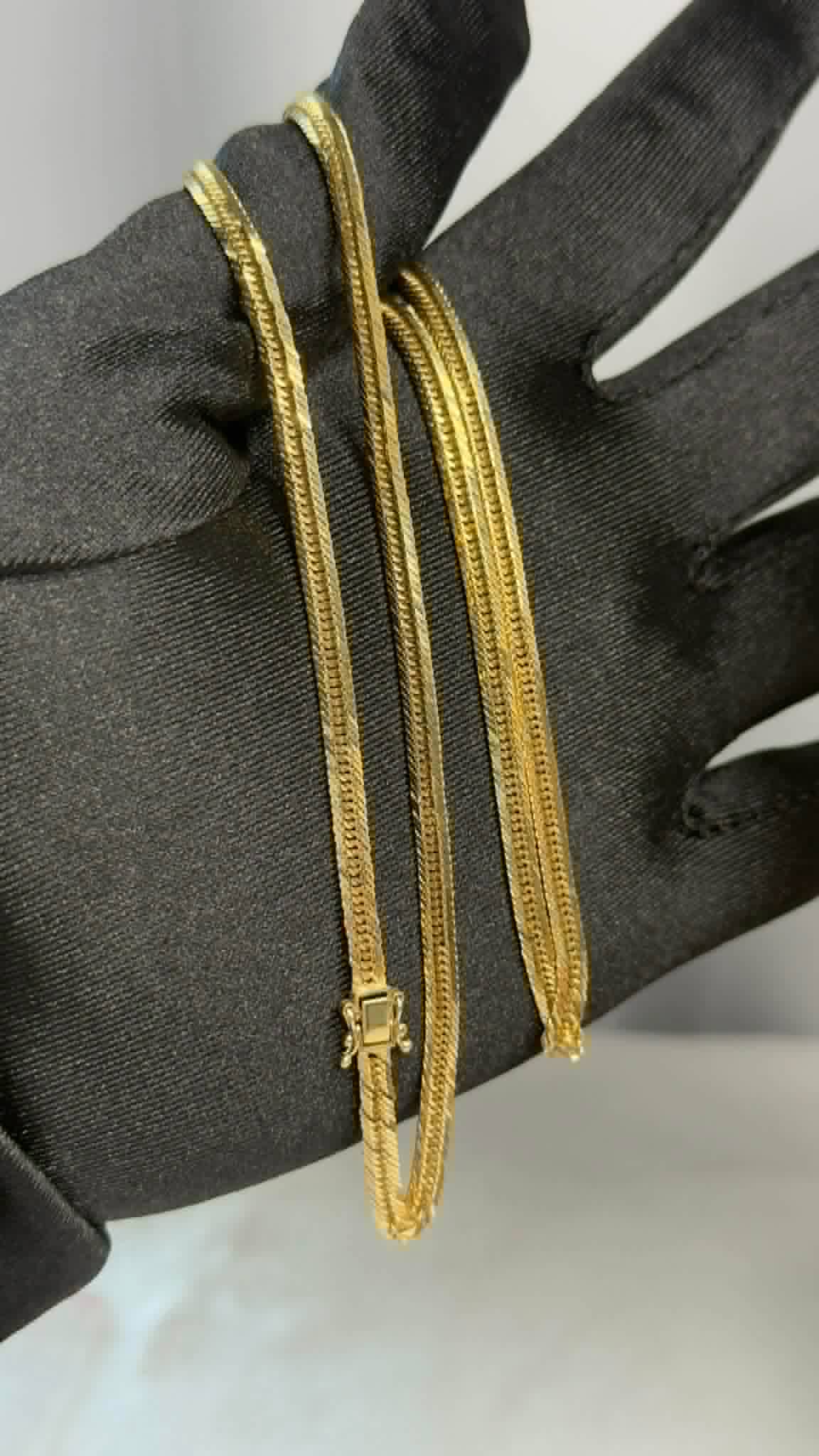Gold herringbone chain necklace